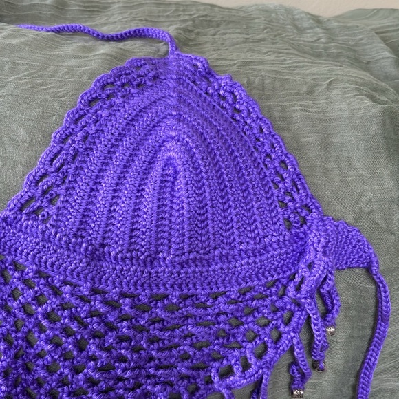 Handmade by Me Purple Crocheted Top with Beads C Cup - Picture 4 of 4